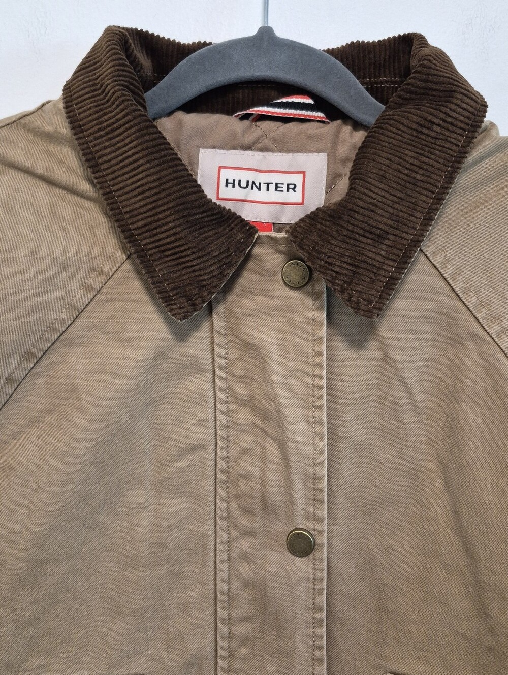 Hunter Barn Jacket Tan Canvas Corduroy Collar Boxy Oversized Women Sz M $149 NWT - Picture 5 of 16